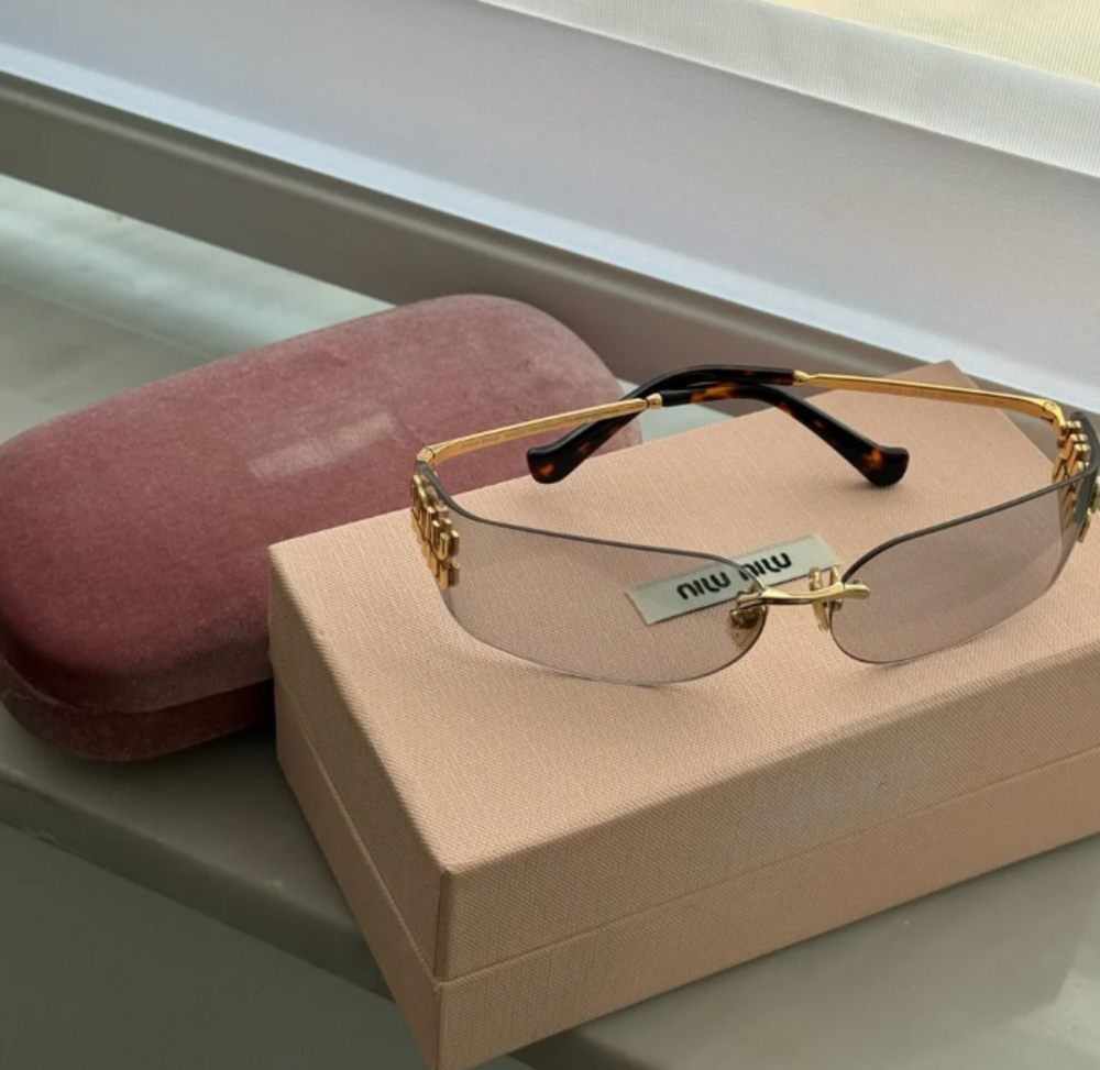 Miu Miu Gold and Tortoiseshell Women's Glasses